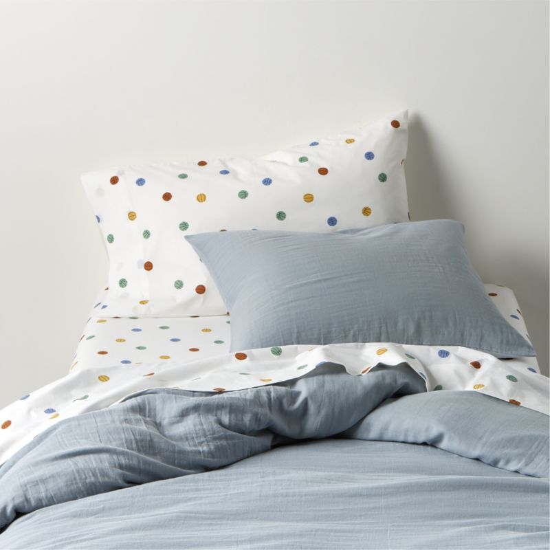 Supersoft Kids Mist Blue Organic Cotton Gauze Pillow Sham - Image 1