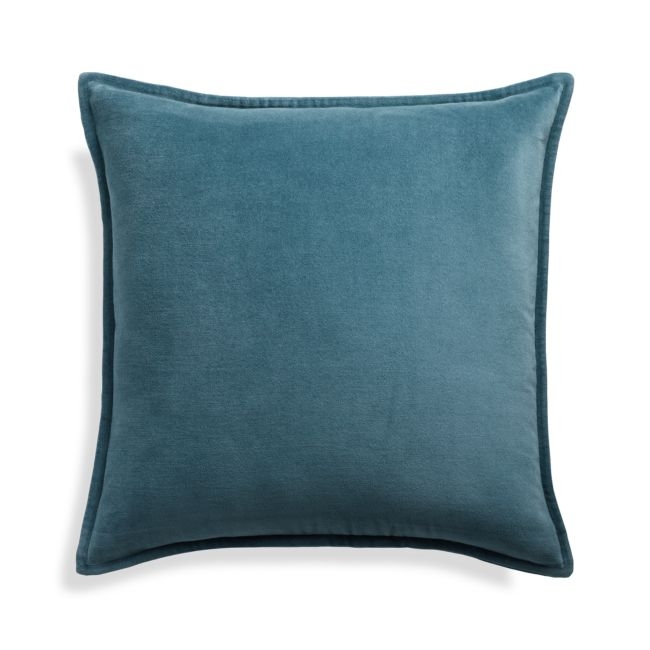 Teal 20" Washed Cotton Velvet Pillow Cover - Image 0