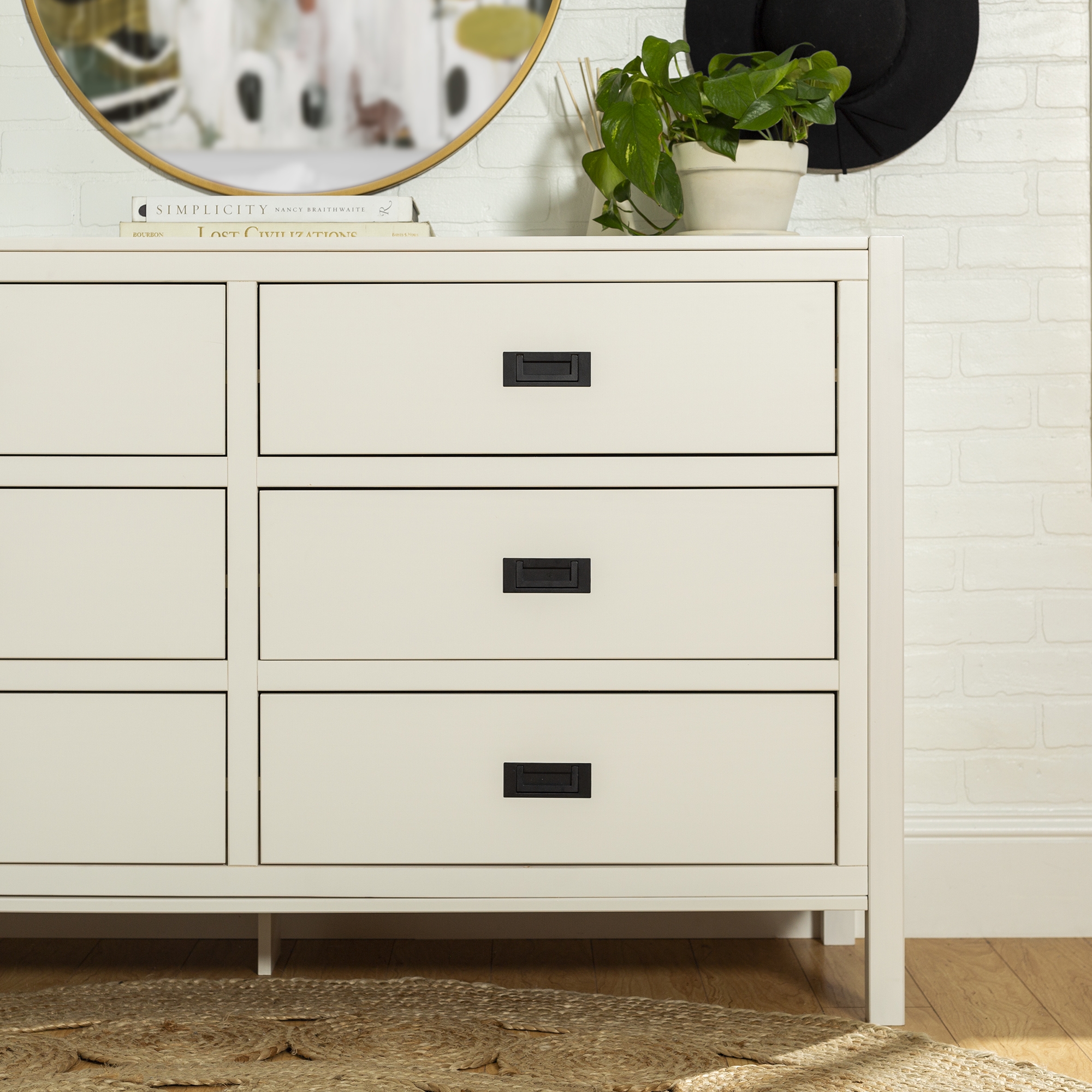 Lydia 57" Classic Solid Wood 6 Drawer Dresser - White - Image 5