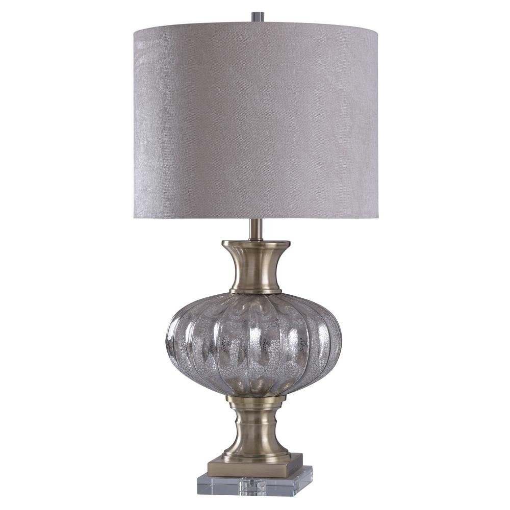 StyleCraft 36 in. Gold/Silver Table Lamp with White Styrene Shade - Image 0