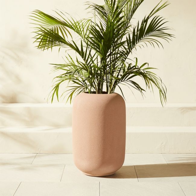Anique Round Taupe Cement Indoor/Outdoor Planter Tall - Image 0