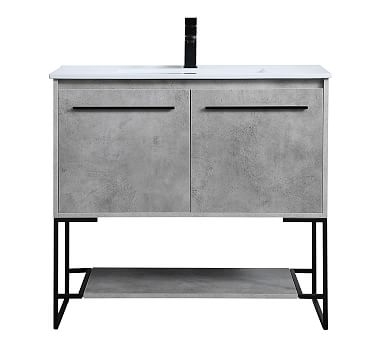 Kinley Single Sink Vanity Cabinet, 2 Door, Concrete Gray, 36" - Image 0