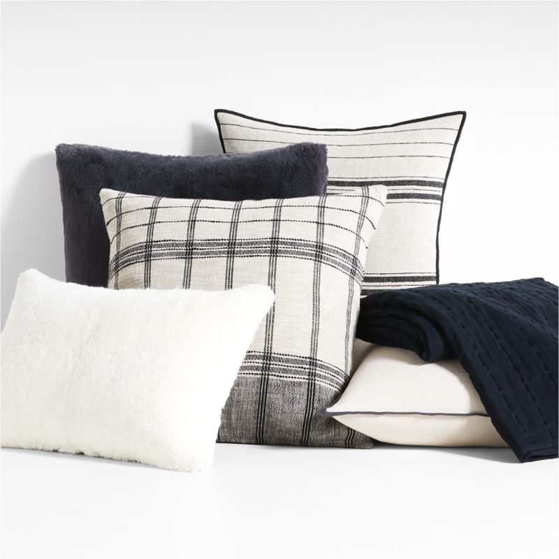 Storm Grey Faux Fur 23x23 Throw Pillow with Feather Insert - Image 1