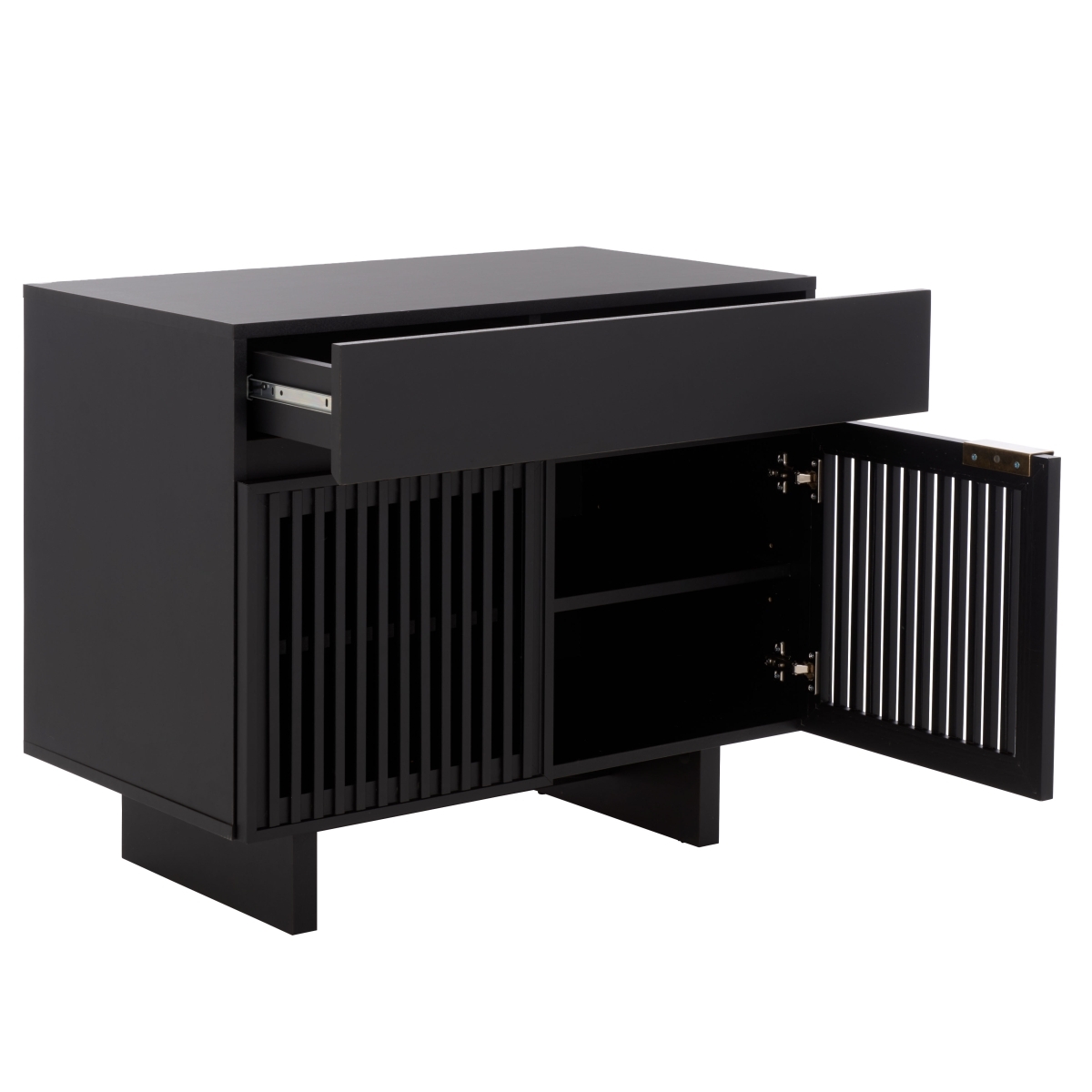 Quaid 1 Drawer 2 Door Nightstand - Black / Brass - Safavieh - Image 5