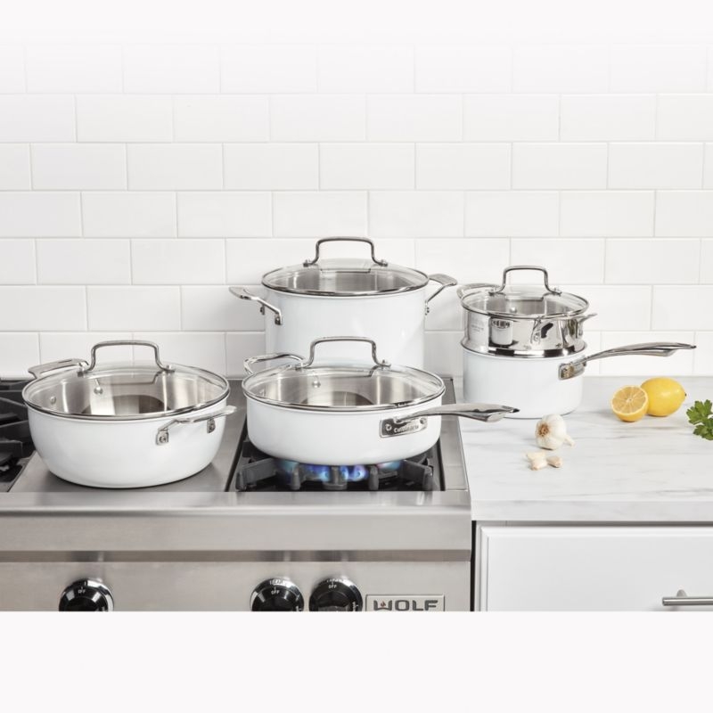 Cuisinart ® 15-Piece Matte White Stainless Steel Cookware Set - Image 3