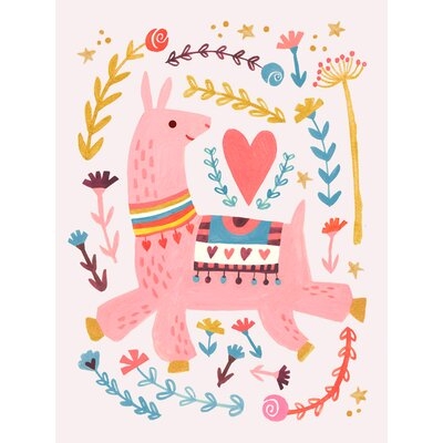 Pink Llama Canvas Art - Image 0