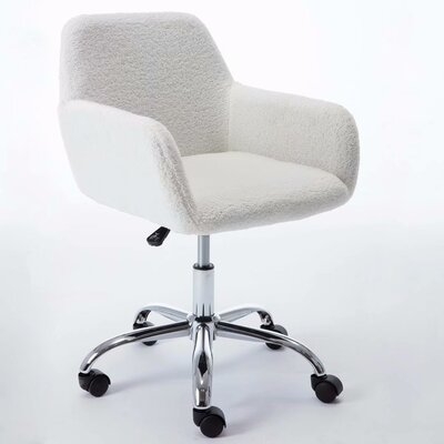Rustic Sherpa Office Chair With Upholstered Seat For Office / Home(Ivory) - Image 0