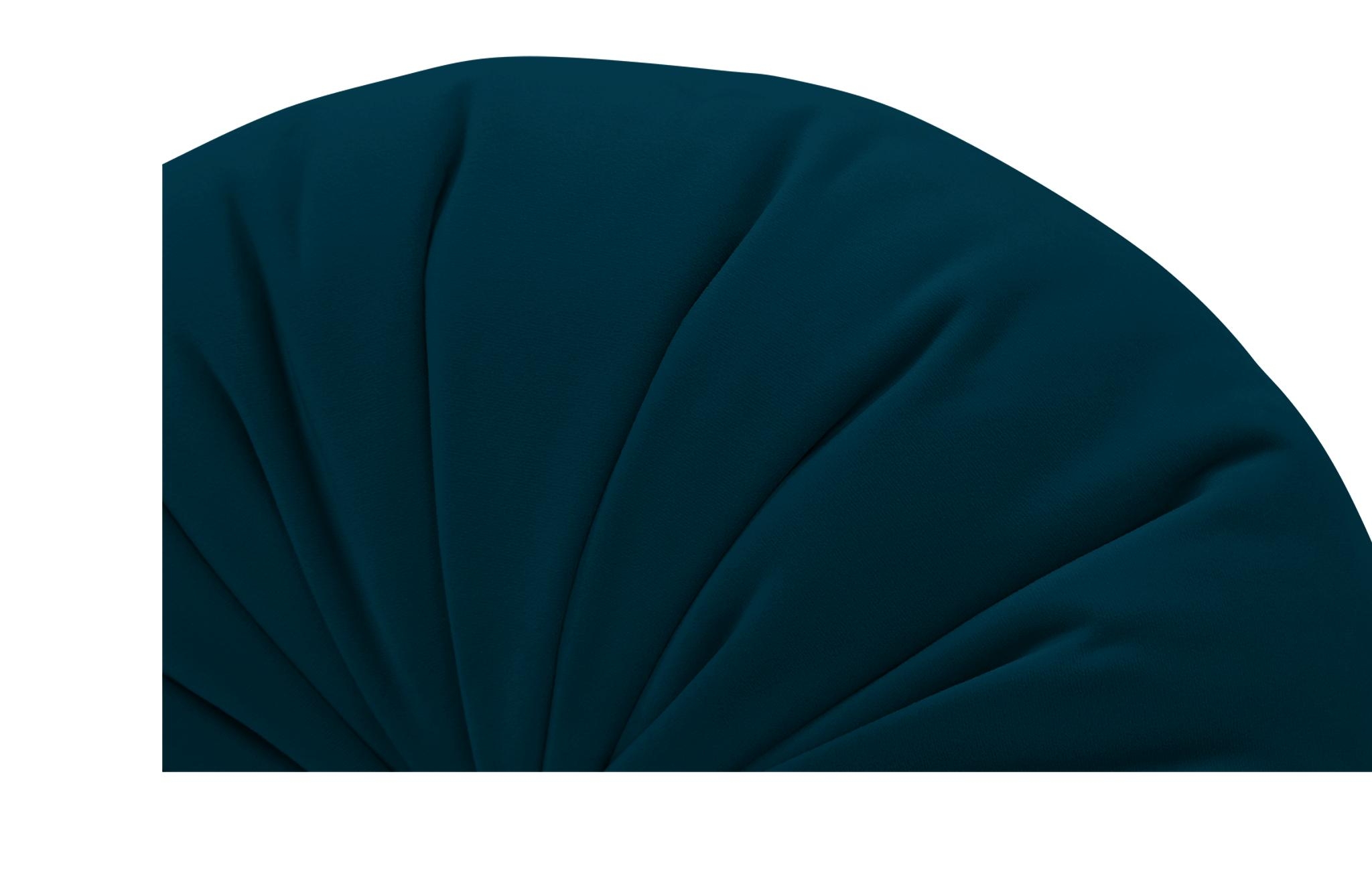 Blue Minka Mid Century Modern Pleated Round Pillow - Key Largo Zenith Teal - Image 1