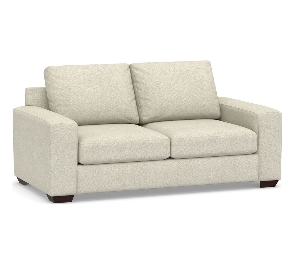 Big Sur Square Arm Upholstered Loveseat 76", Down Blend Wrapped Cushions, Performance Heathered Basketweave Alabaster White - Image 0