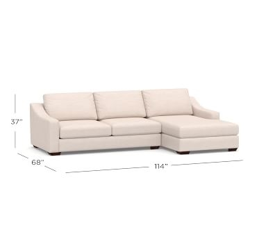 Big Sur Slope Arm Upholstered Right Arm Loveseat with Chaise Sectional, Down Blend Wrapped Cushions, Performance Heathered Tweed Pebble - Image 5