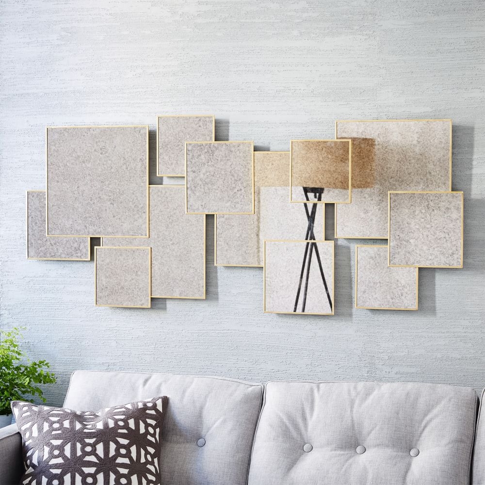 Overlapping Squares Mirror, Antique Brass - Image 0