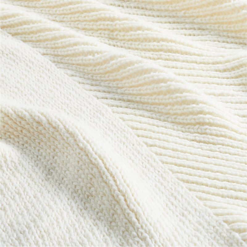 Equinox 70"x55" Cream Sweater Knit Throw Blanket - Image 1