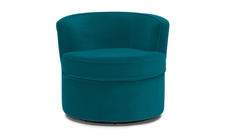 Blue Carly Mid Century Modern Swivel Chair - Lucky Turquoise - Image 4