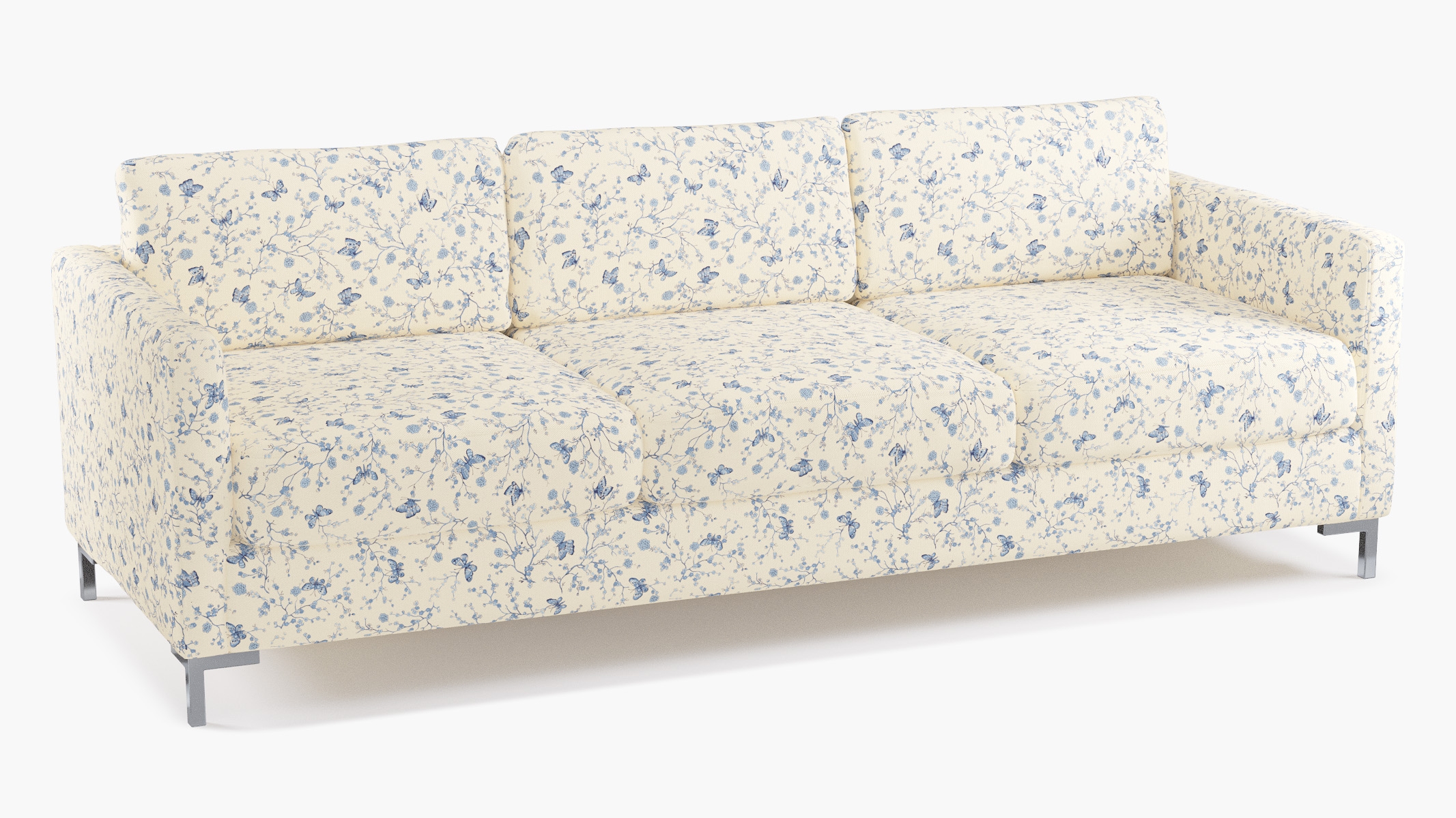 Modern Sofa, Delft Mariposa, Chrome L Leg - Image 1