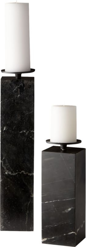 Amos Black Marble Pillar Candle Holder Large - Image 6