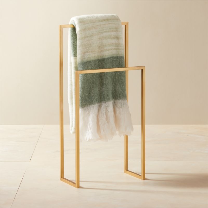 Dois Satin Brass Double Rod Towel Rack - Image 3