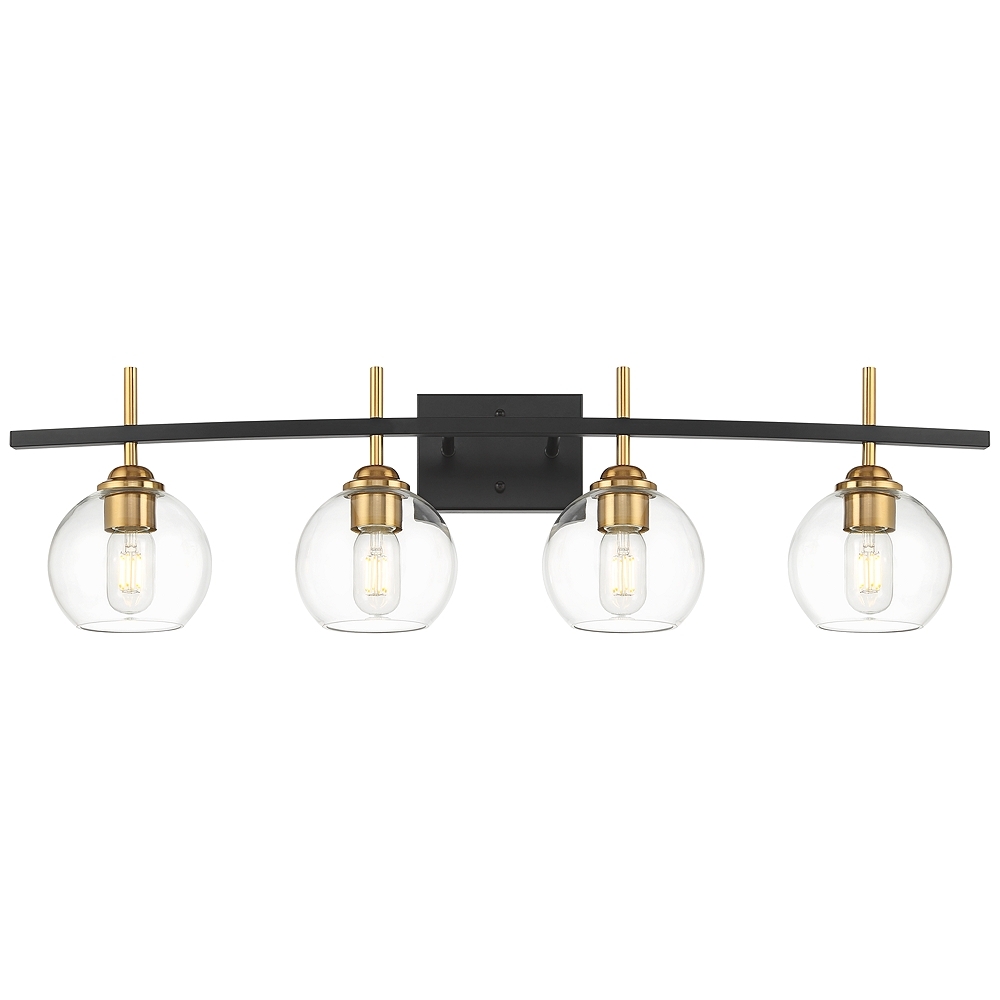 Duka 36 1/4" Wide 4-Light Black and Gold Bath Light - Image 0