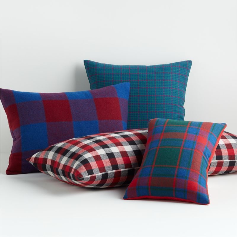 Dara 18"x12" Plaid Pillow with Feather-Down Insert - Image 1