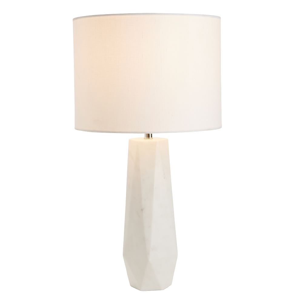 Faceted Marble Table Lamp, White - Image 0