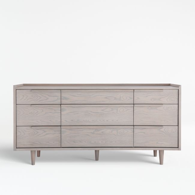 Tate Stone Grey Wood 9-Drawer Dresser - Image 0