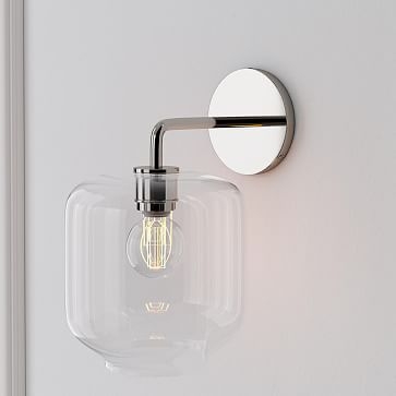 Sculptural Sconce, Pebble Small, Clear, Chrome, 6" - Image 2