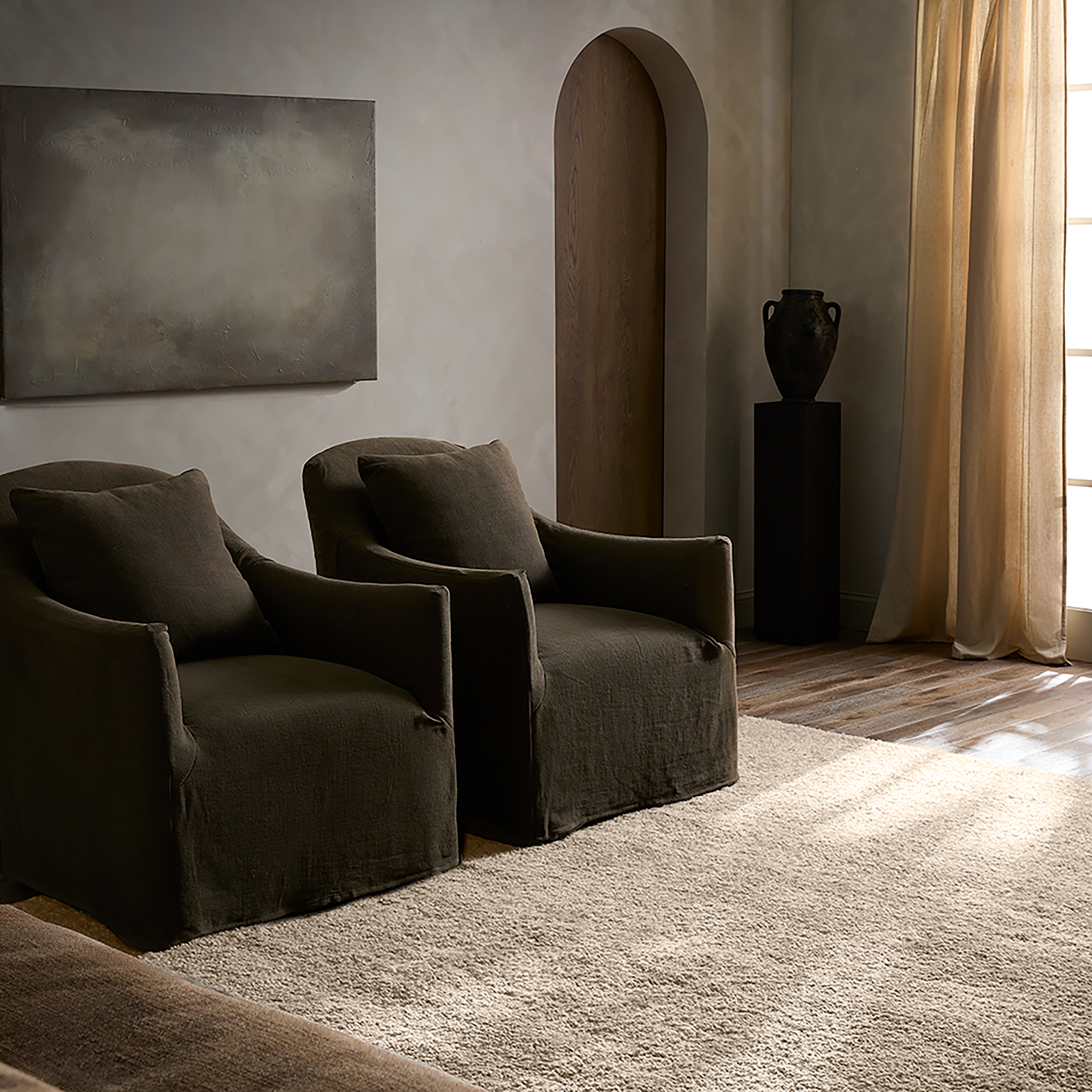 Lynelle AUL02 Handknotted Solid Tan Area Rug (6'x9') - Image 5