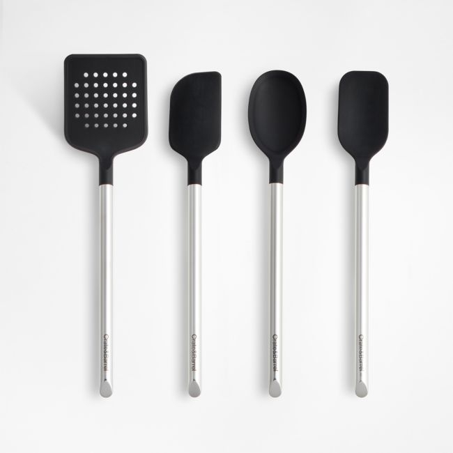 Crate & Barrel Black Silicone and Stainless Utensil, Set of 4 - Image 0
