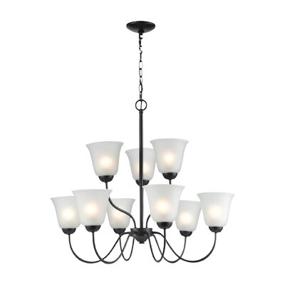 Laubert 9-Light Chandelier In Brushed Nickel With White Glass - Image 0