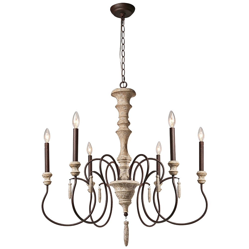 Izuell 31" Wide Off-White 6-Light Candle Chandelier - Style # 85K74 - Image 0