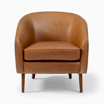 Jonah Chair, Poly, Ludlow Leather, Gray Smoke, Pecan - Image 2