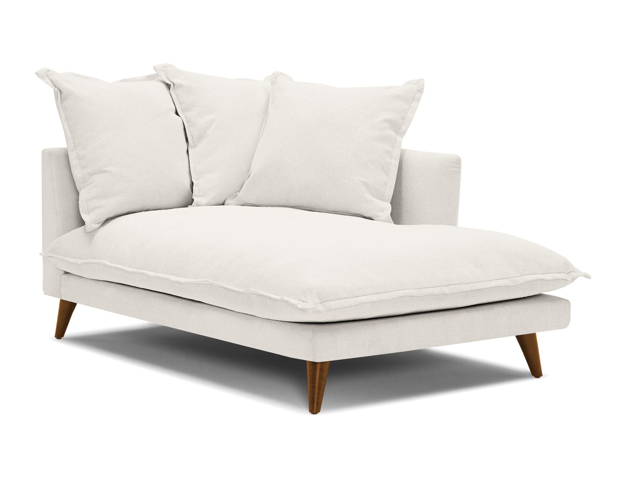 White Denna Mid Century Modern Single Arm Chaise - Tussah Snow - Mocha - Image 1