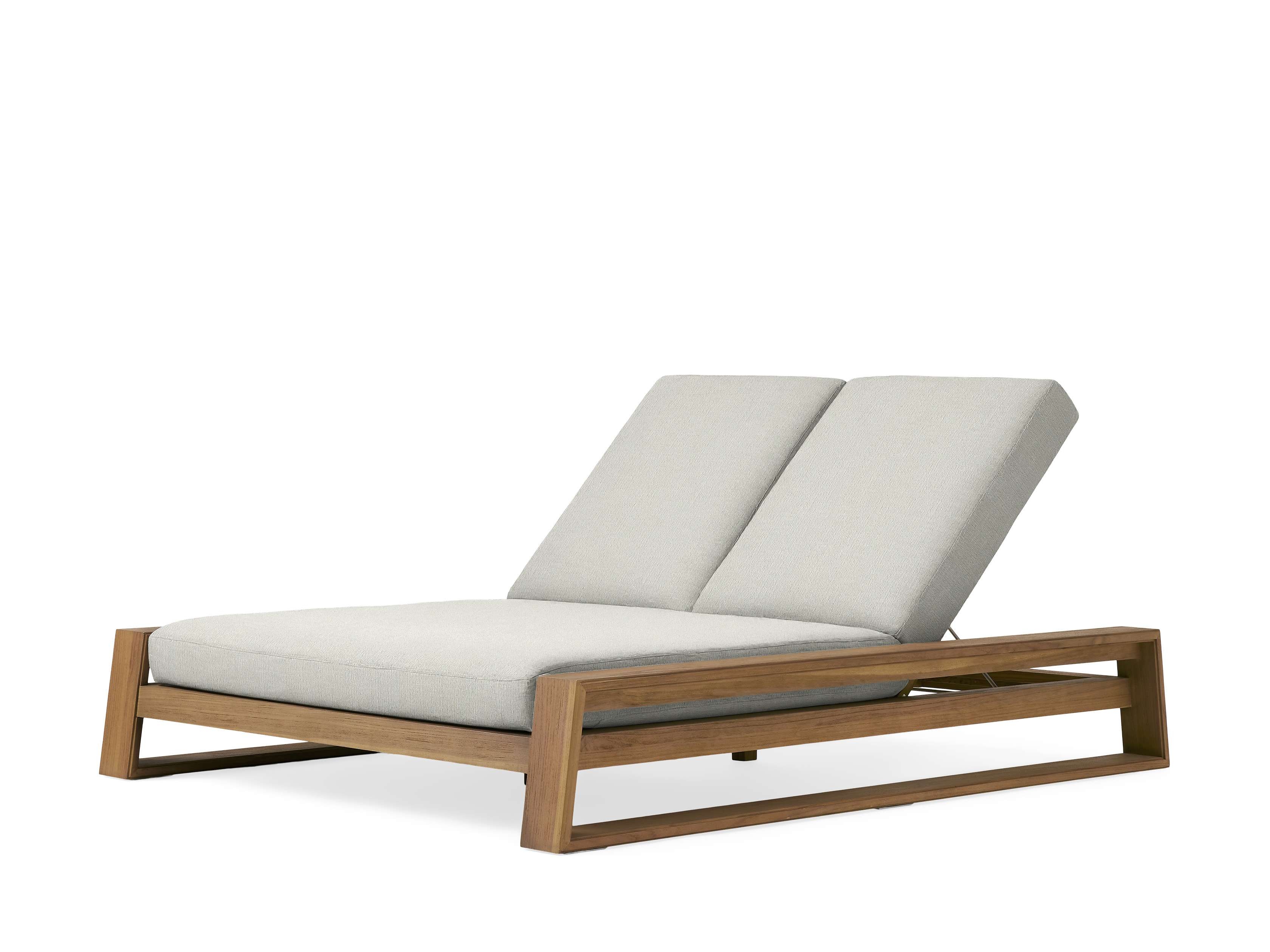 Canyon Outdoor Double Chaise Teak in Natural  Twilly Snow/Weathered Fawn - Image 0