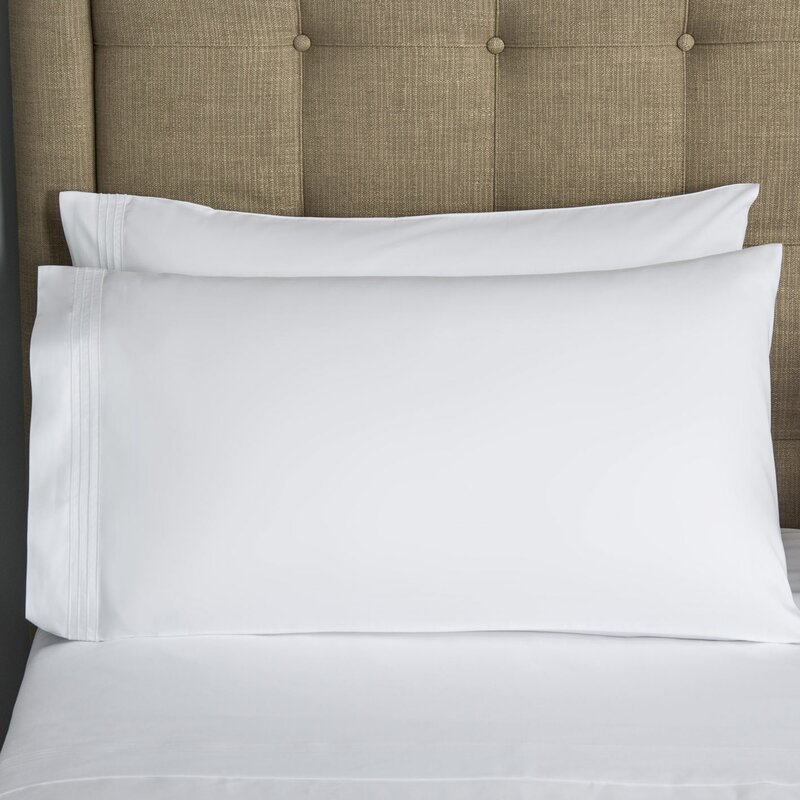 Frette Hotel Classic 200 Thread Count 100% Cotton Pillow Case Size: King, Color: White - Image 0