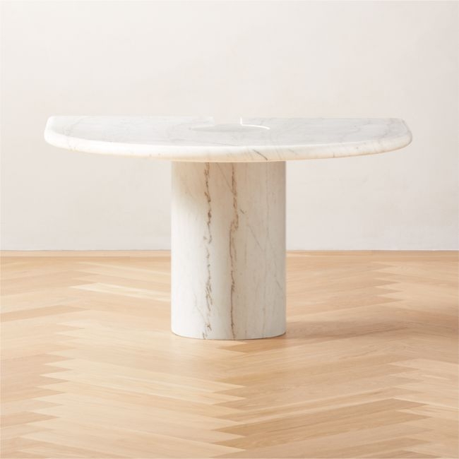 Liguria Rounded White Marble Side Table with White Marble Base by Gianfranco Frattini - Image 0