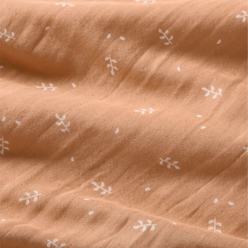 Supersoft Terracotta Leaf Print Organic Cotton Gauze Kids Twin Duvet Cover - Image 3