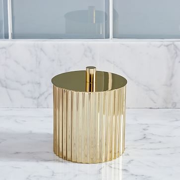 Fluted Metal Bath Collection, Small Canister - Image 0