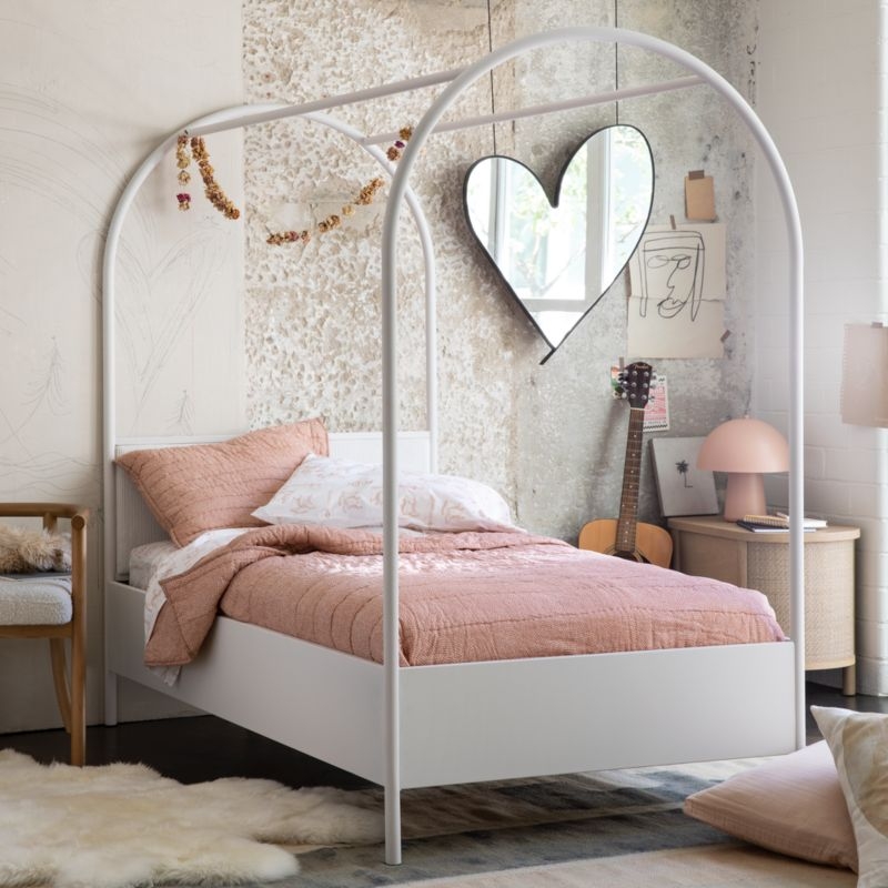 Canyon Arched Kids Full White Canopy Bed with Upholstered Headboard by Leanne Ford - Image 2