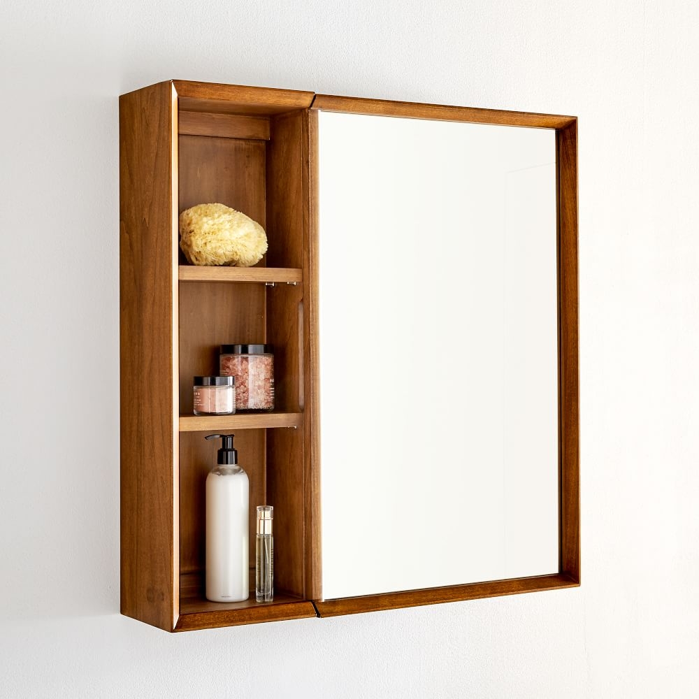 Mid-Century Open Medicine Cabinet With Shelves, Acorn, Wood - Image 0