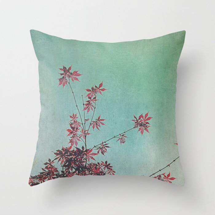 Red Leaves Couch Throw Pillow by Olivia Joy St.claire - Cozy Home Decor, - Cover (24" x 24") with pillow insert - Indoor Pillow - Image 0