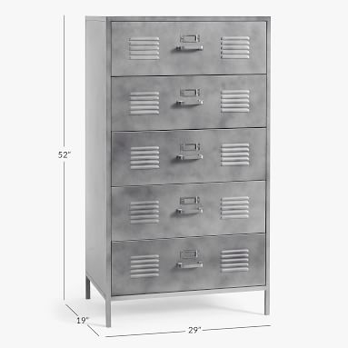 Locker 5-Drawer Tall Dresser, Gray Metal - Image 2
