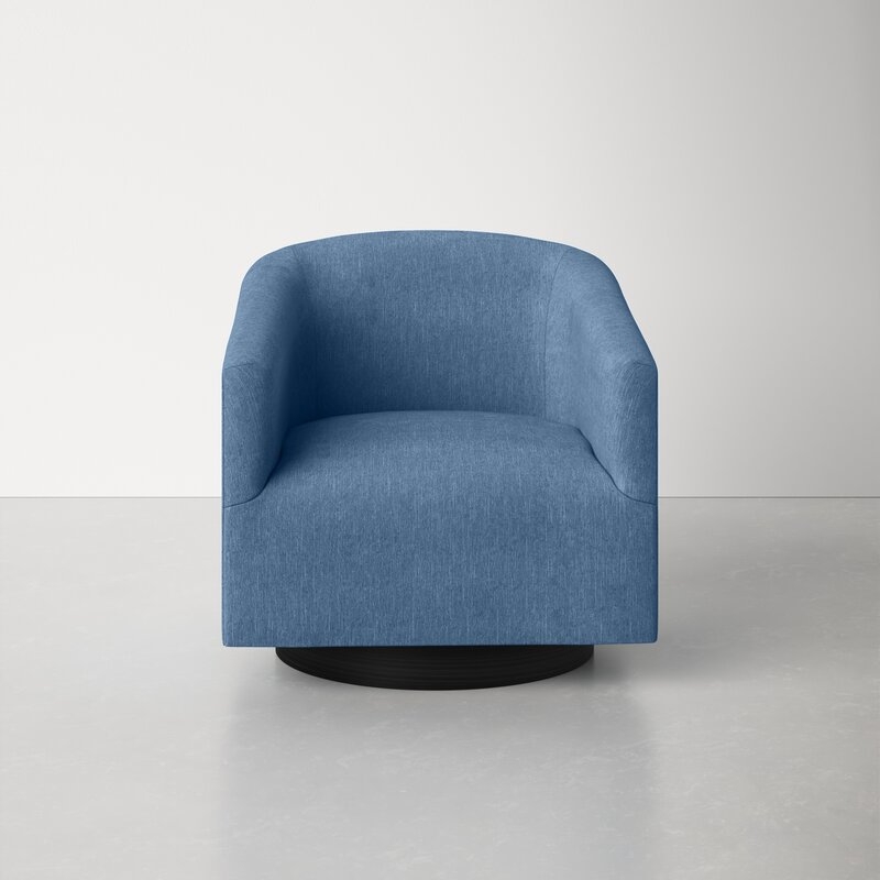 Donovan 30'' Wide Swivel Barrel Chair, Blue - Image 0