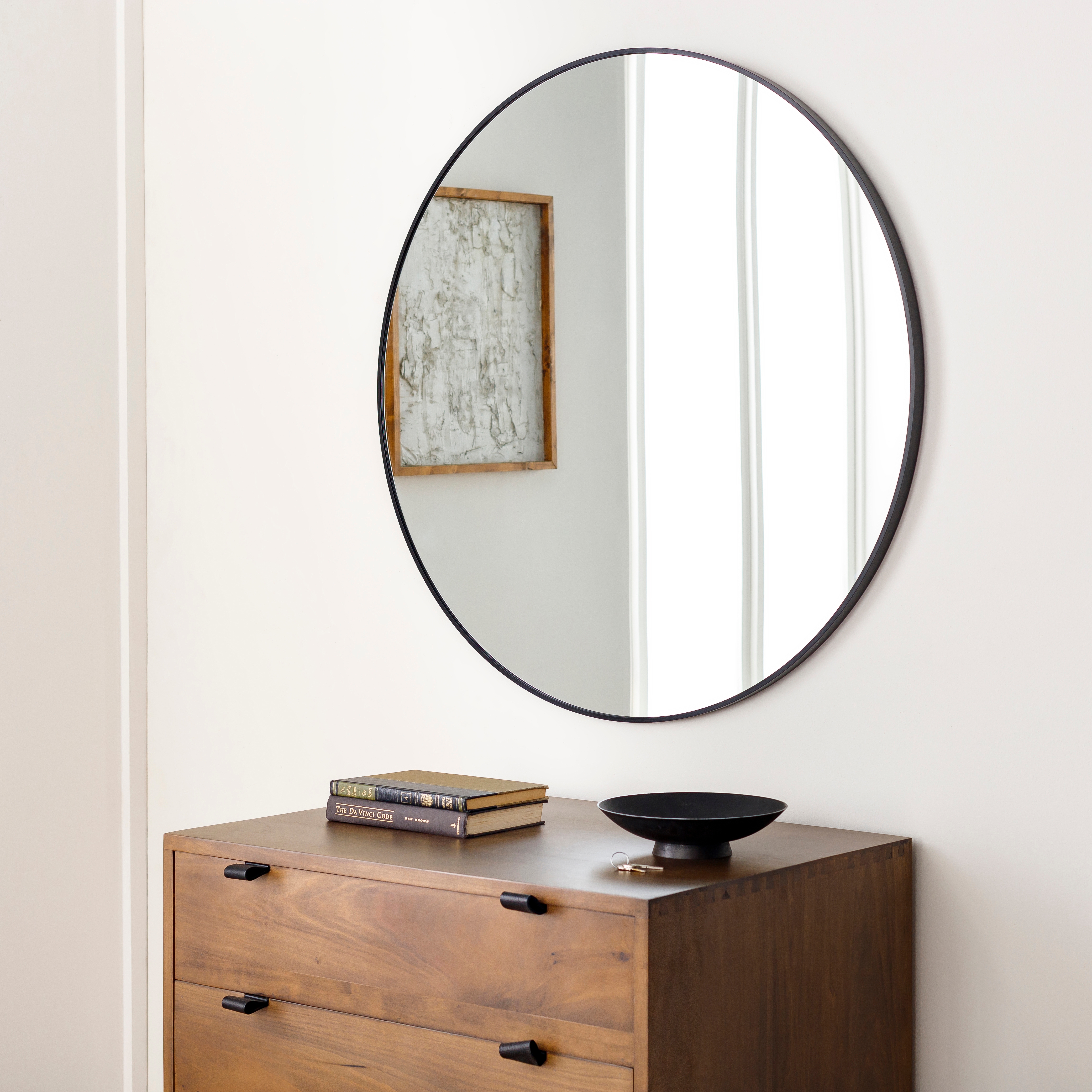 Aranya Black 27"H x 27"W x 1"D Accent Mirror - Image 1