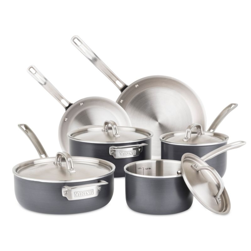 Viking ® 5-Ply Hard-Anodized 10-Piece Cookware Set with Stainless Steel Interiors - Image 7