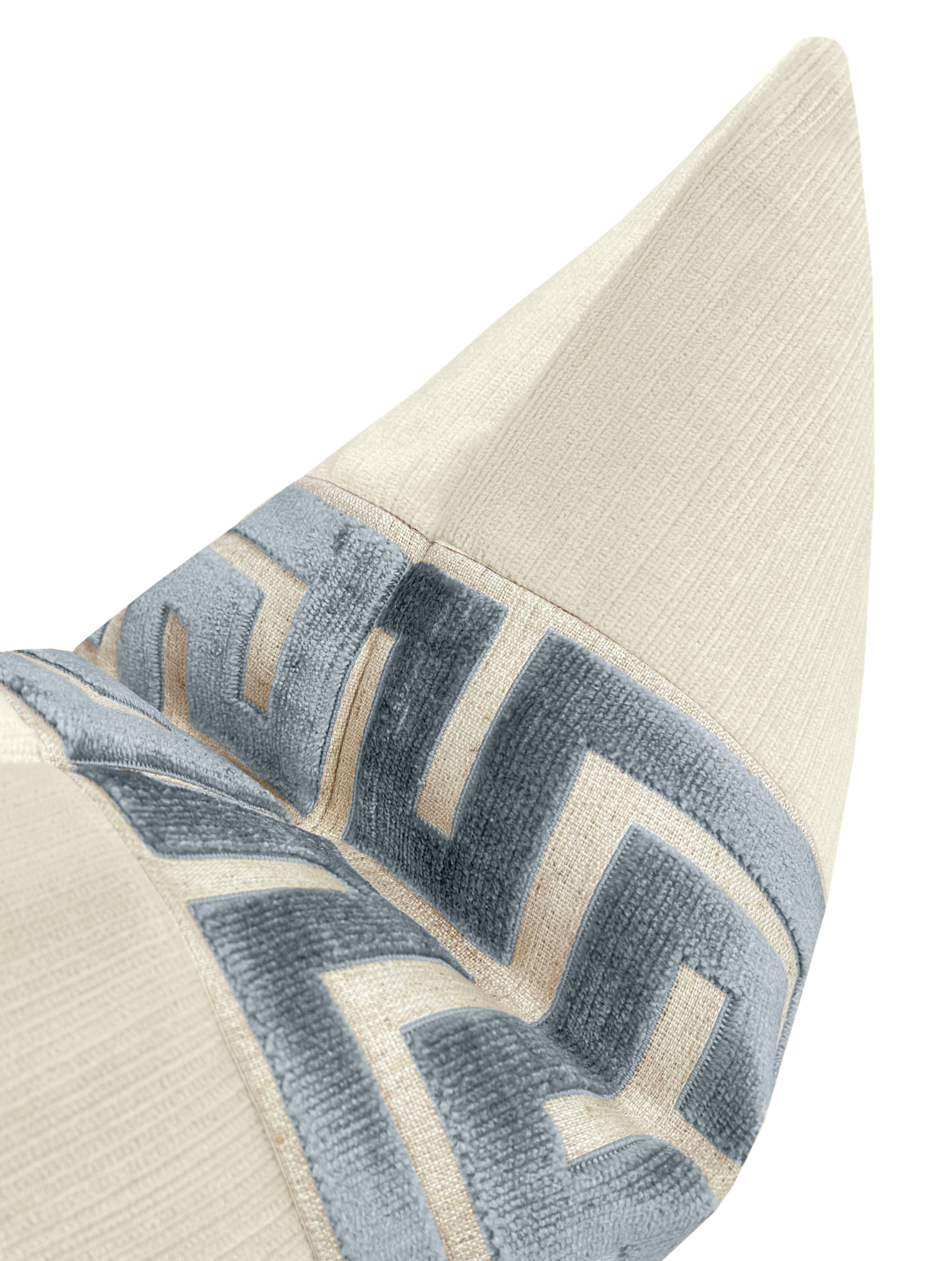 THE LITTLE LUMBAR :: STRIE VELVET // CASHMERE + DELFT GREEK TRIM - LITTLE LUMBAR 12" X 18" - Image 2
