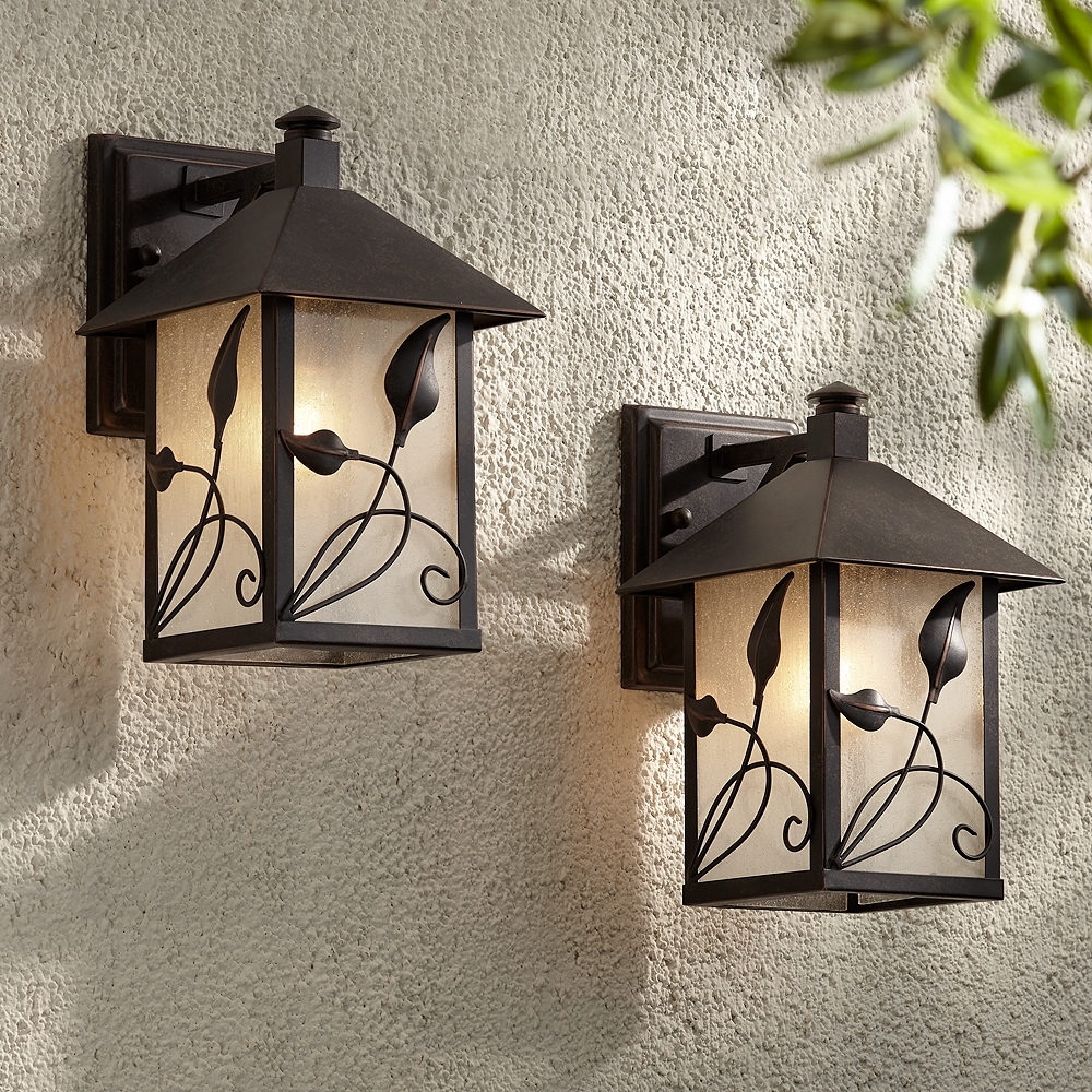 Franklin Iron French Garden 10 1/2" Bronze Outdoor Wall Light Set of 2 - Image 0