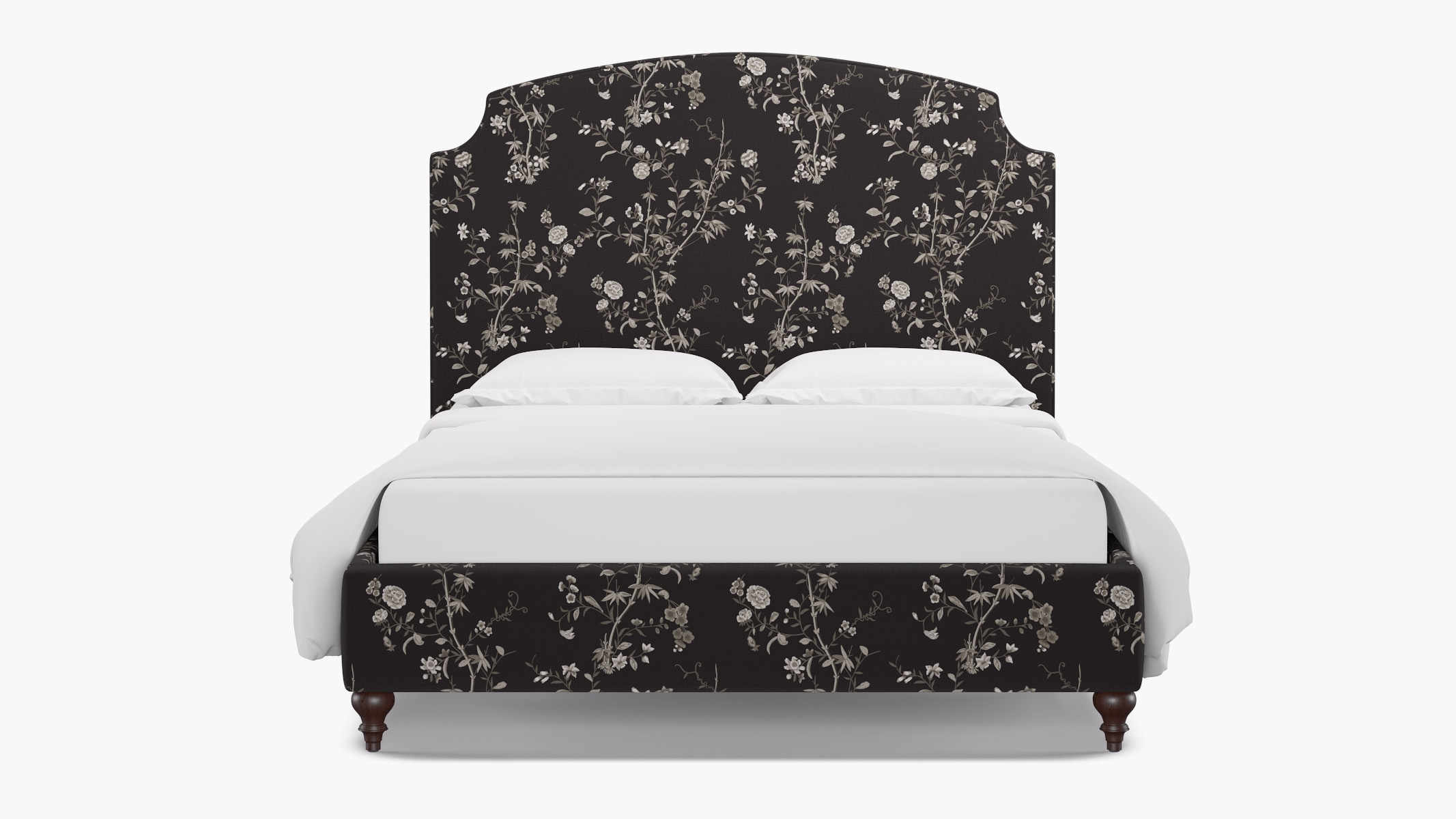 Cove Bed, Black Bamboo Garden, Espresso Decorative Tapered Leg, Queen - Image 0