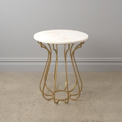 Northtrop Round Marble Side Table With Curved Metal Base - Image 0