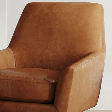 Lucas Swivel Base Chair, Leather, Saddle, Burnished Bronze - Image 2
