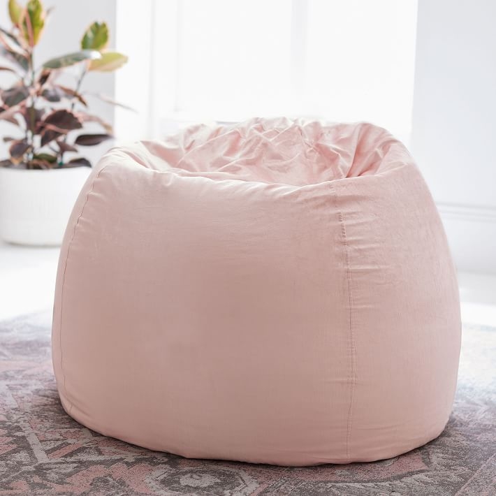 Recycled Chenille Bean Bag Chair, Washed Blush, Cover & Insert - Image 3