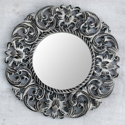 Horsforth Balsamina Buds Hand Carved Floral Wall Mirror - Image 0